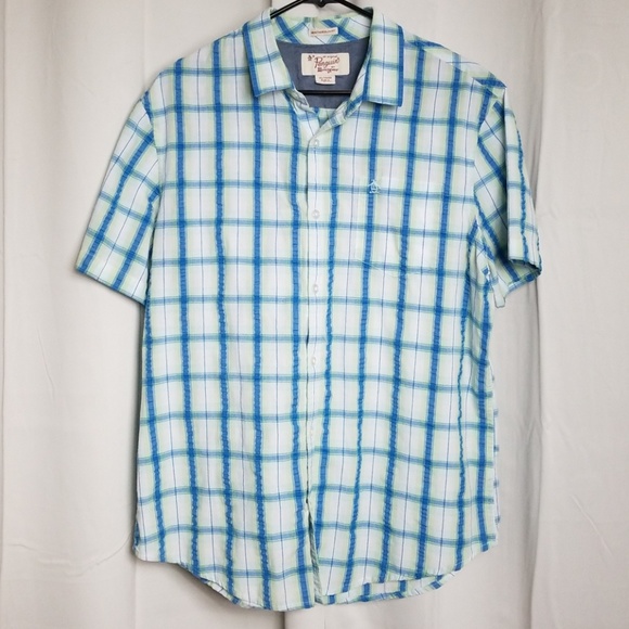 Original Penguin Other - Penguin Blue Green Pattern Casual Button Up Shirt
